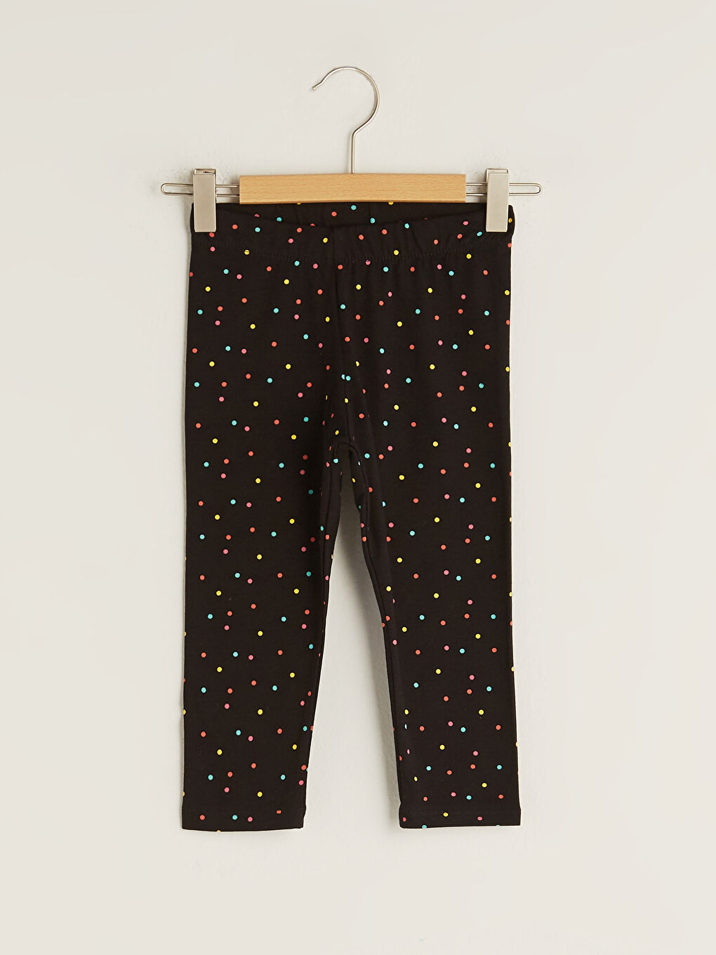 Leggings Fille Coton à Pois Taille Élastique Longueur 3/4