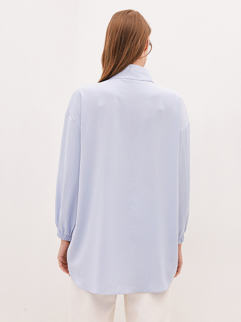 Funnel Neck Plain Long Sleeve Women's Tunic-10