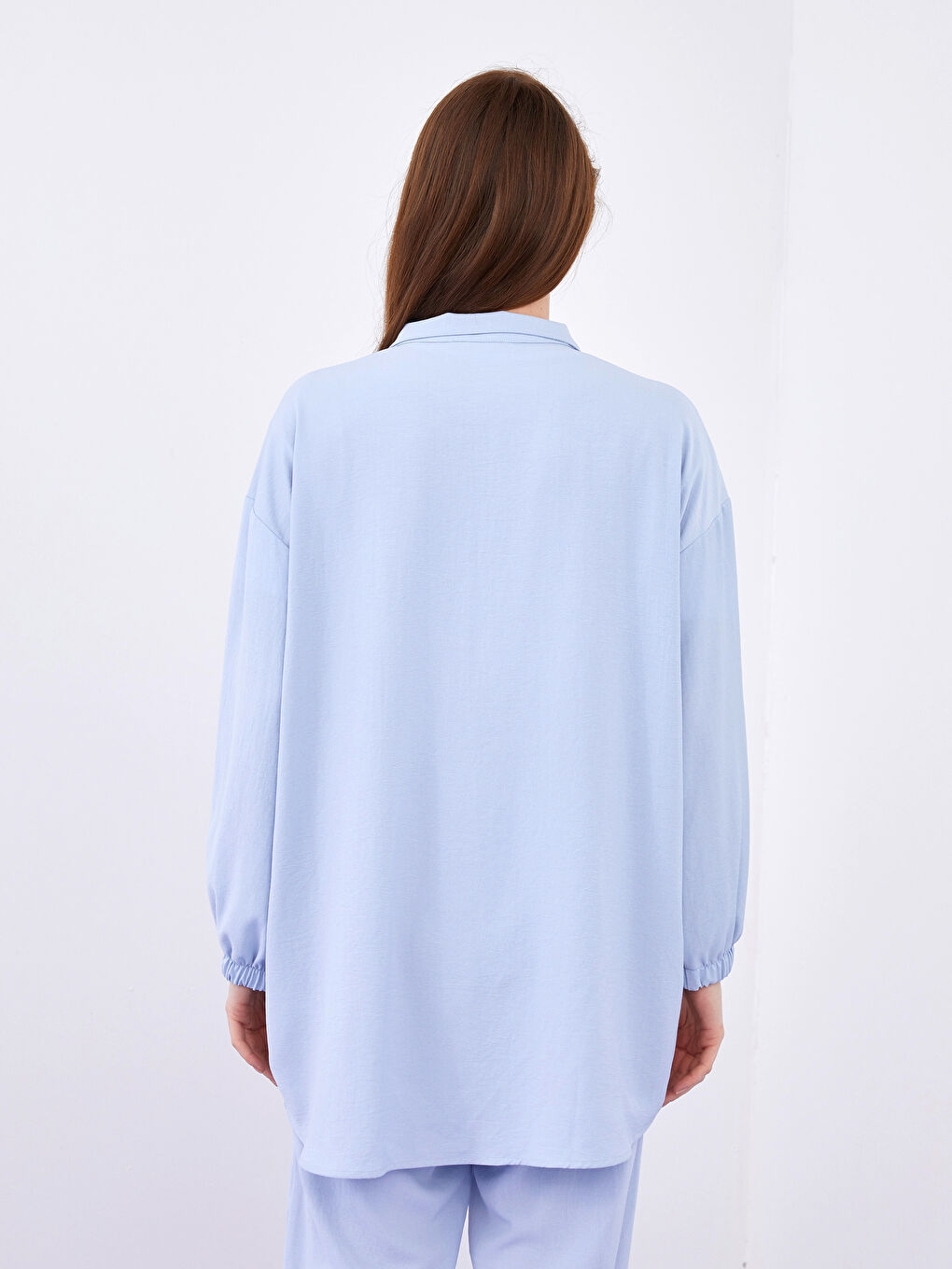 Funnel Neck Plain Long Sleeve Women's Tunic-5