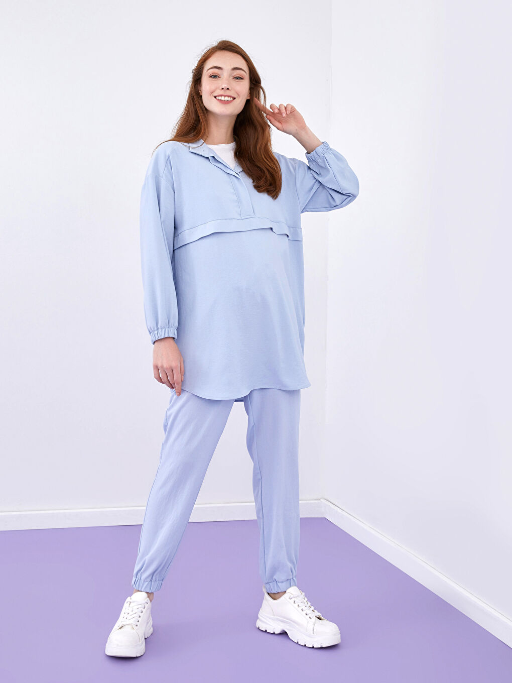 Funnel Neck Plain Long Sleeve Women's Tunic-4