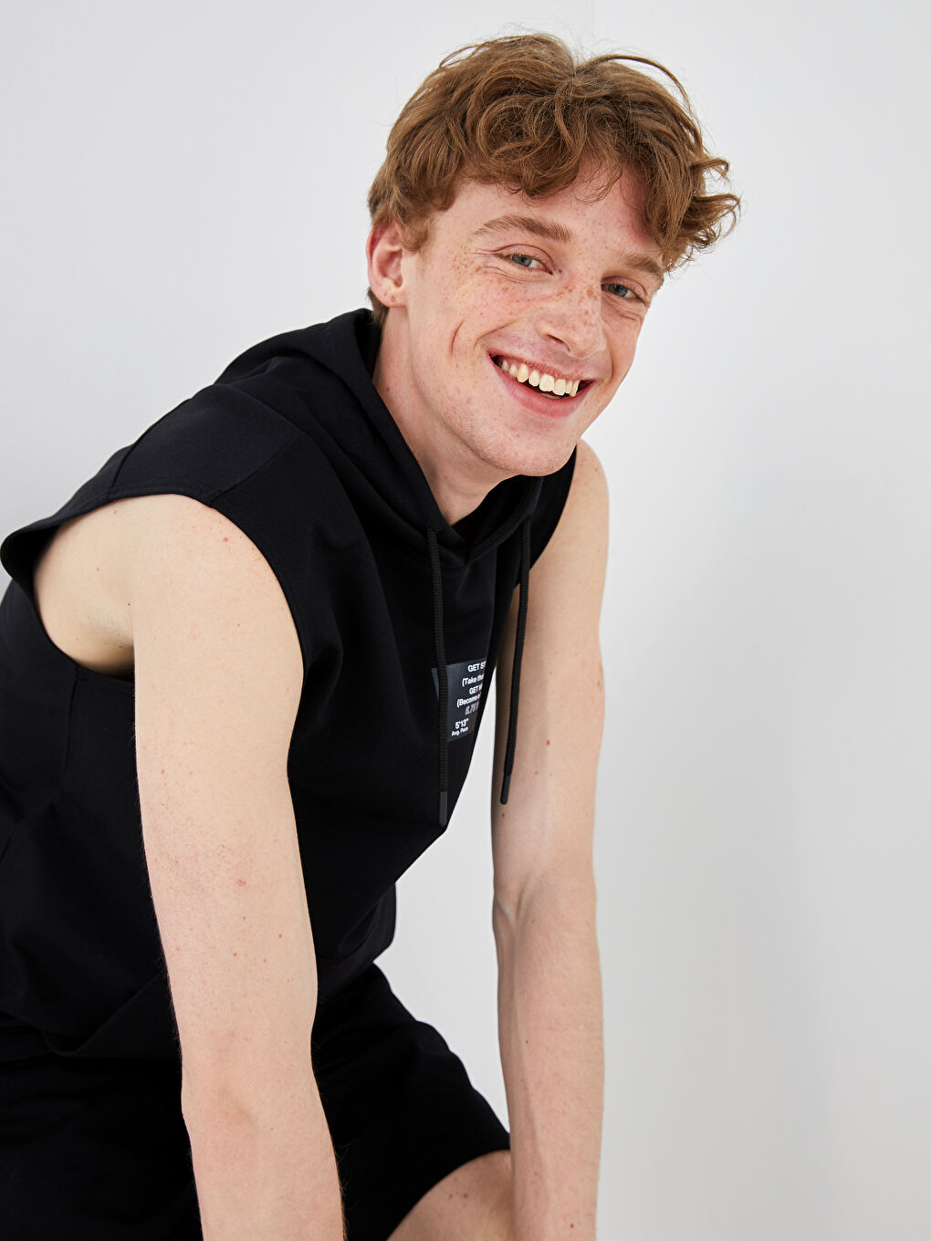 XSIDE ACTIVE Siyah Kapüşonlu Baskılı Erkek Aktif Spor Tişört - 7