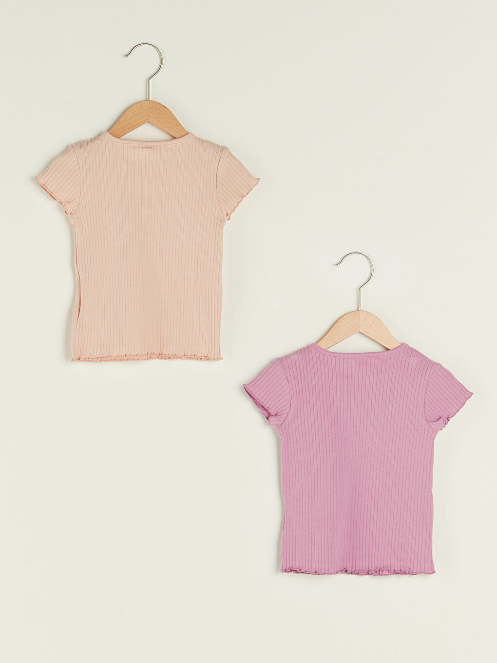 Osnovna majica sa okruglim izrezom i kratkim rukavima od pamuka za bebe devojčice - 2 komada-1