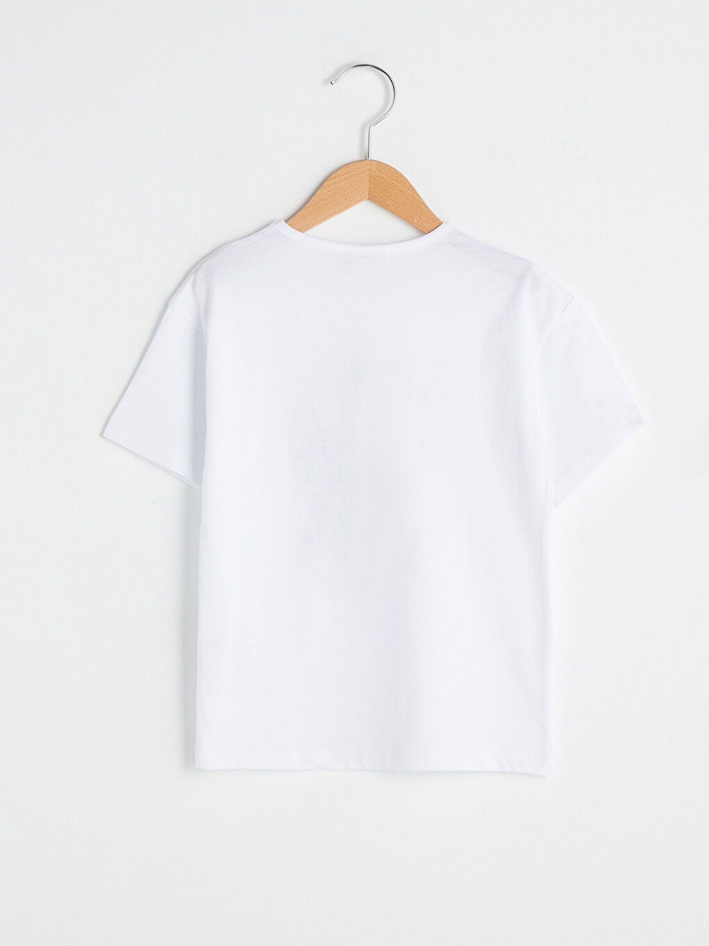 Beyaz Bisiklet Yaka Atatürk Baskılı Kısa Kollu Kız Çocuk Tişört-1