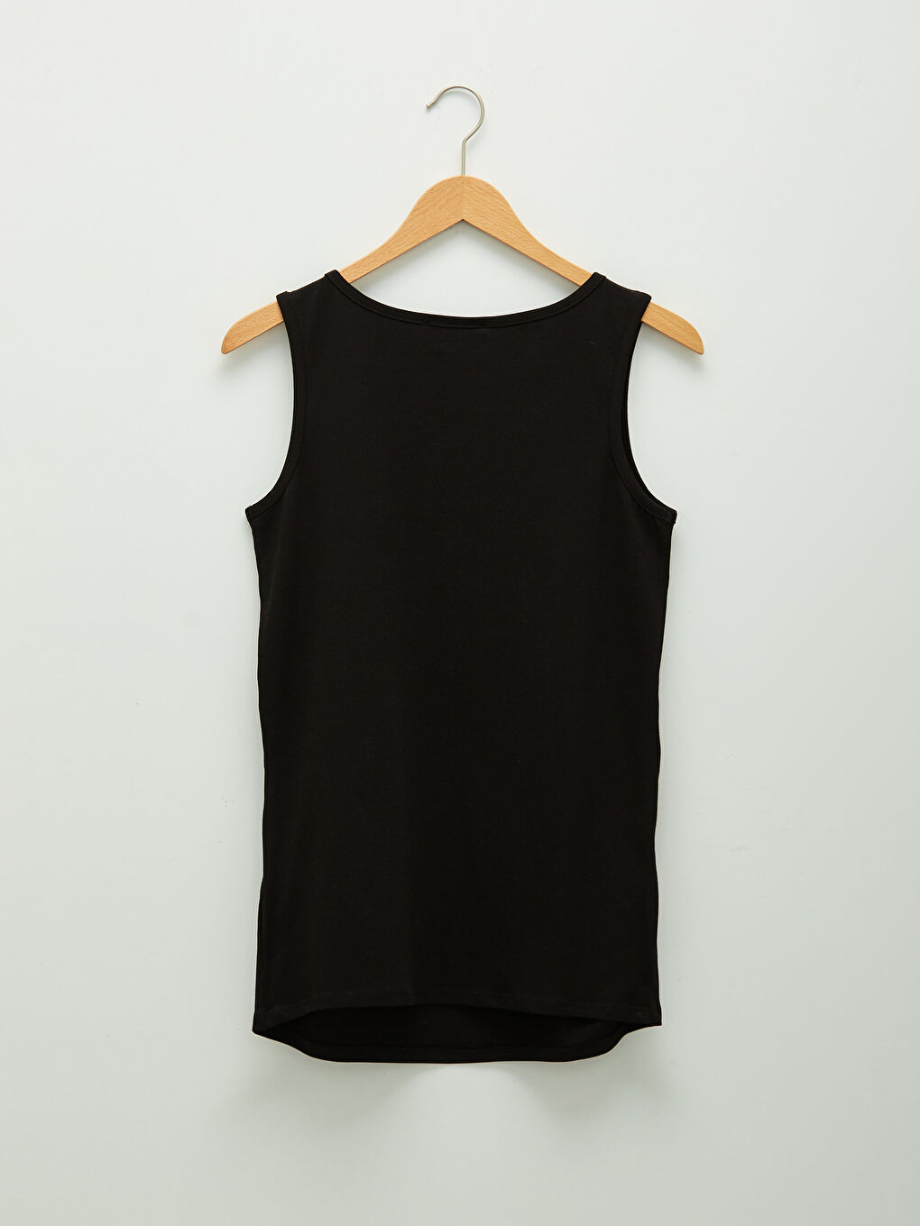 Siyah Bisiklet Yaka Baskılı A Kesim Pamuklu Kadın Atlet-6