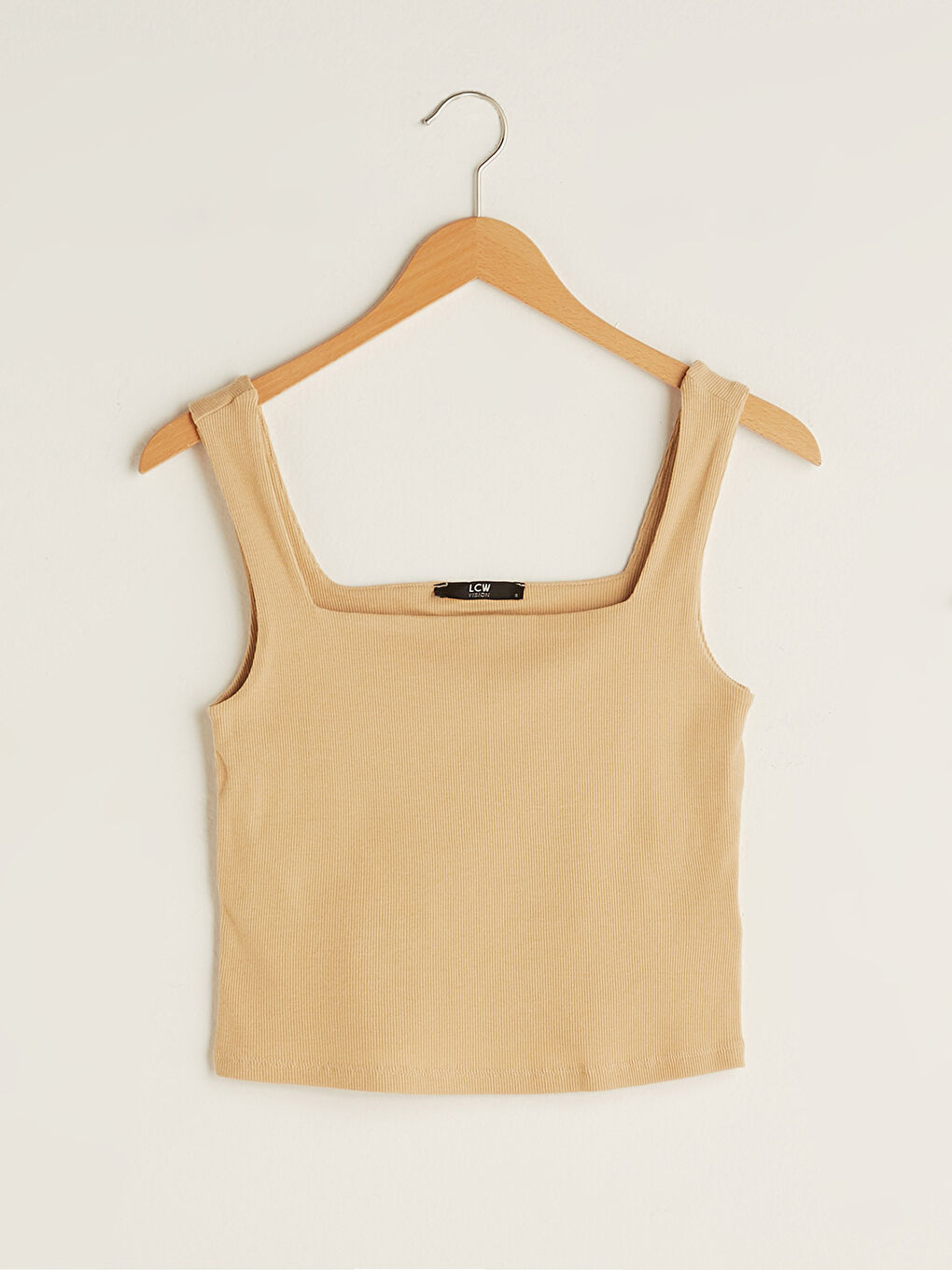 توب قصير بحمّالات سادة بياقة مربعة للسيدات-5