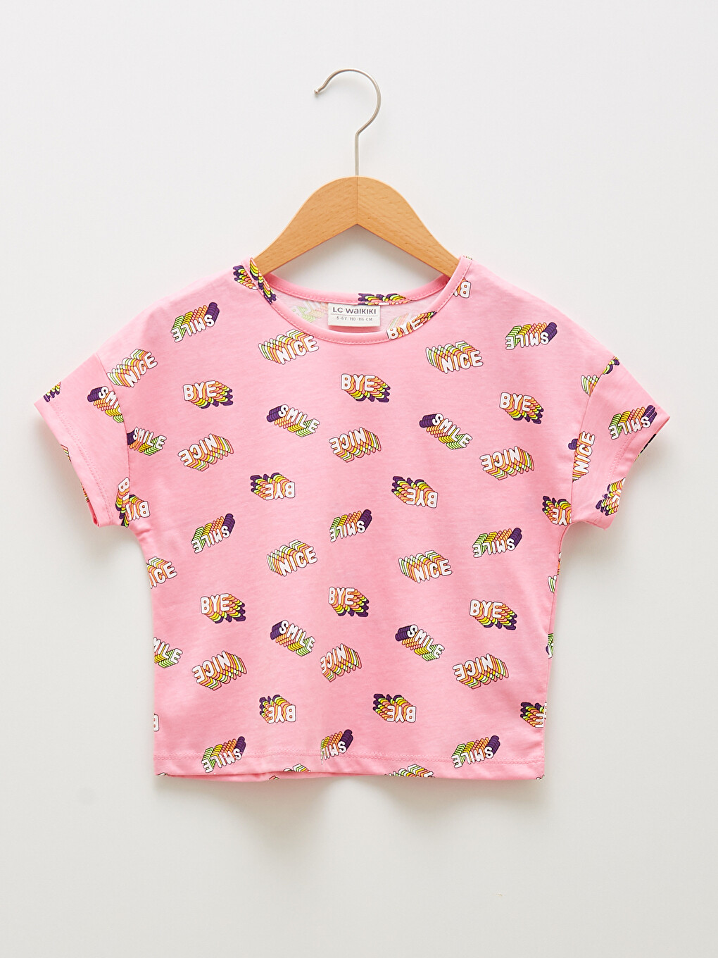T-shirt Fille en Coton à Manches Courtes Imprimé Col Rond