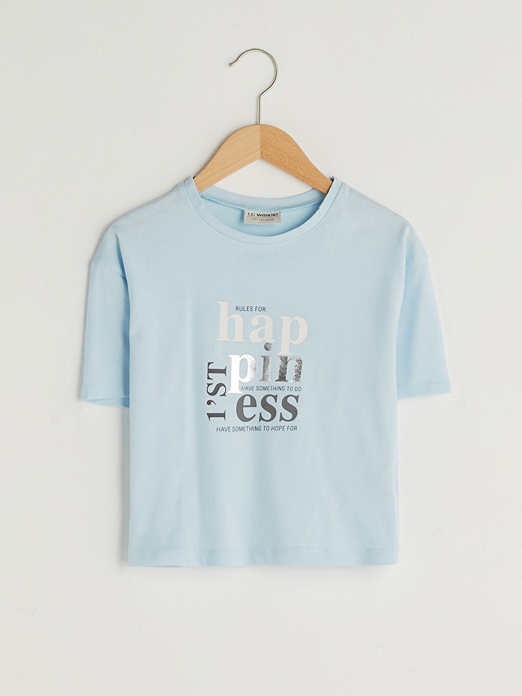 Crew Neck Printed Short Sleeve Cotton Girl T-shirt