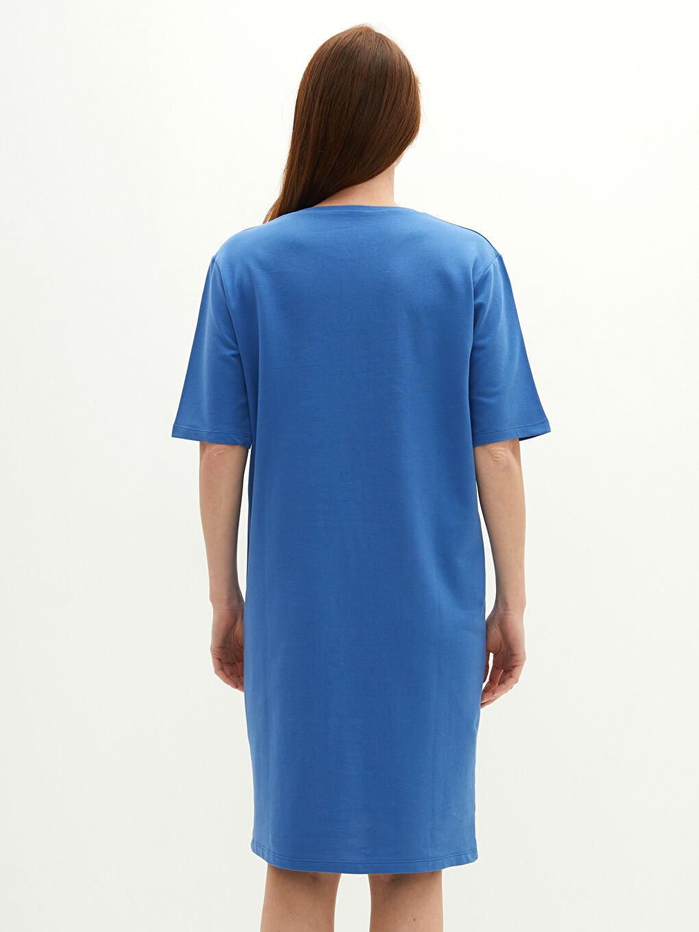 Crew Neck Printed Short Sleeve Cotton Women's Dress-3