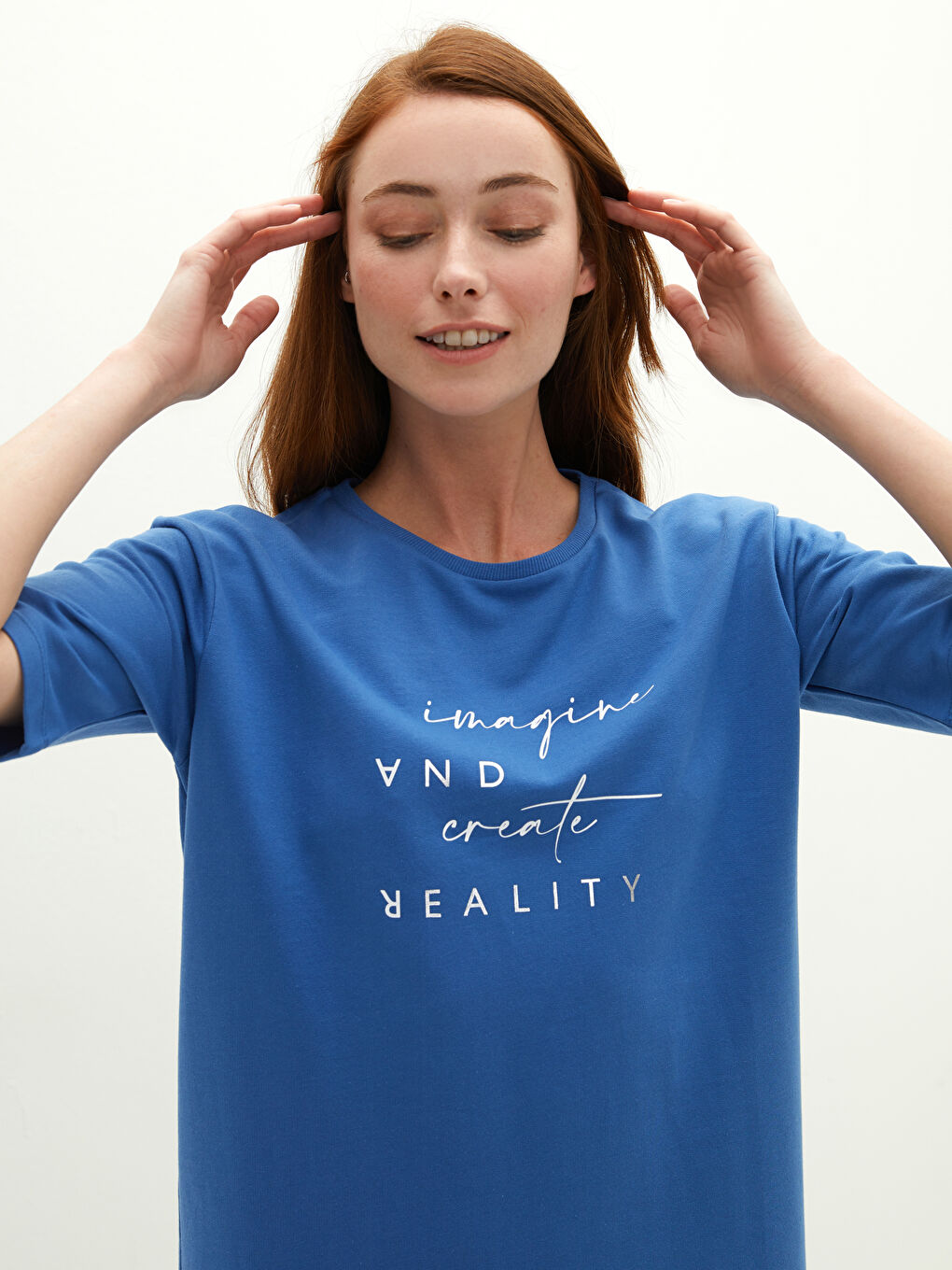 Crew Neck Printed Short Sleeve Cotton Women's Dress-1