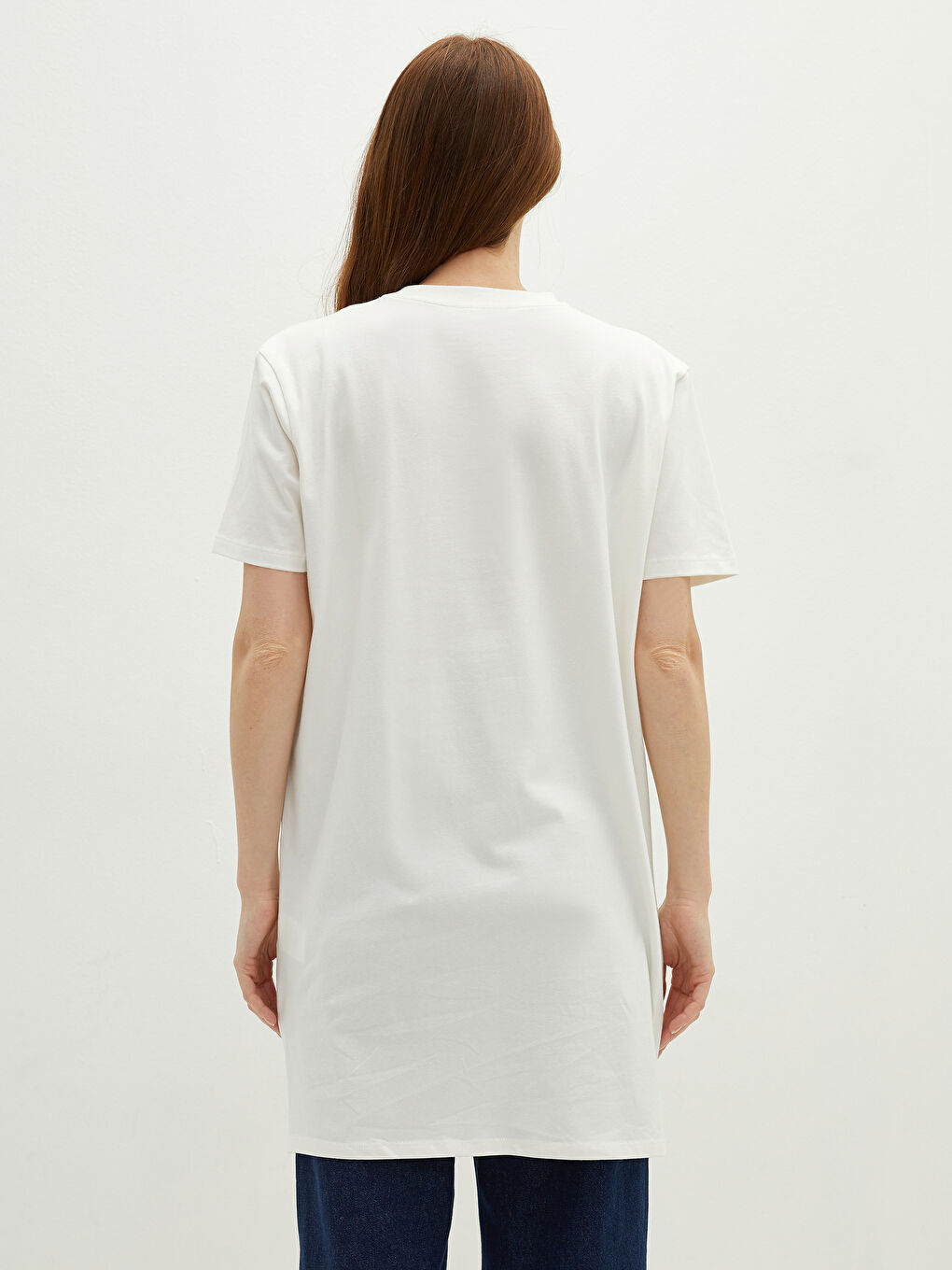 Crew Neck Embroidered Short Sleeve Cotton Women's Tunic-4