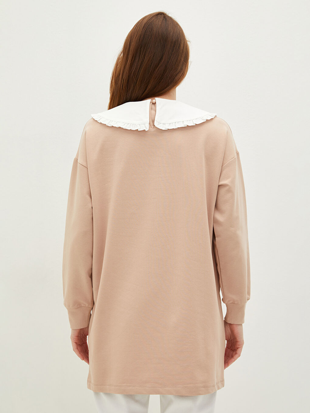 Tunică tip hanorac pentru Femei cu Guler Baby, Mânecă Lungă, Croială Dreaptă-3