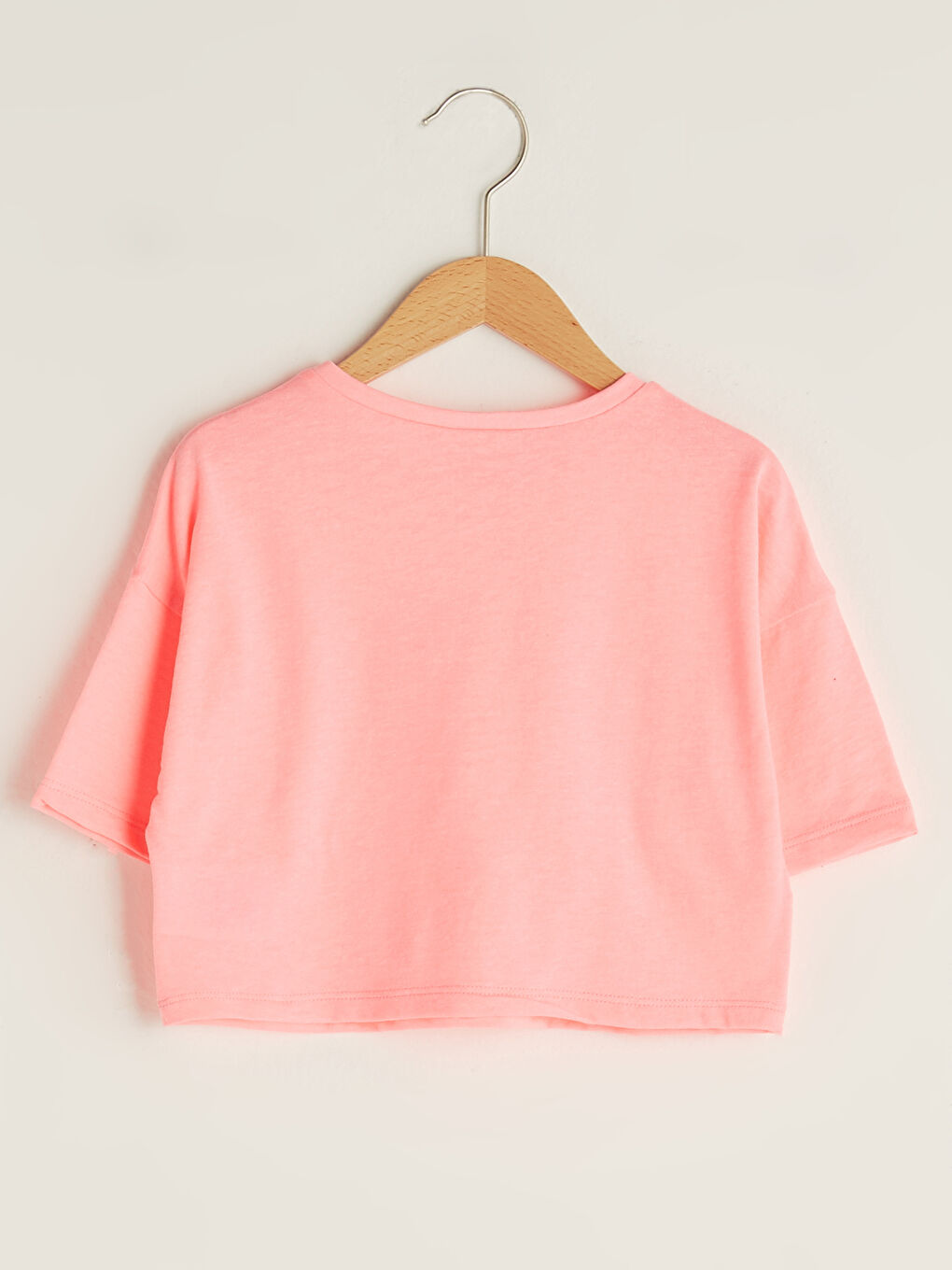 Pembe Bisiklet Yaka Baskılı Kısa Kollu Kız Çocuk Tişört-1