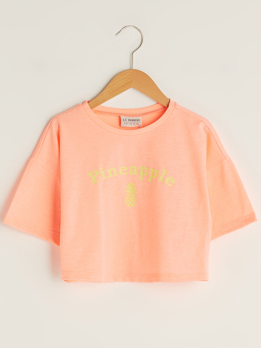 Turuncu Bisiklet Yaka Baskılı Kısa Kollu Kız Çocuk Tişört