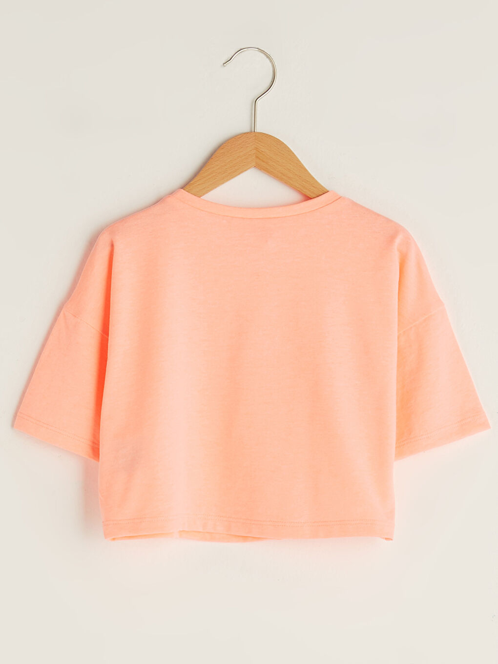Turuncu Bisiklet Yaka Baskılı Kısa Kollu Kız Çocuk Tişört-1