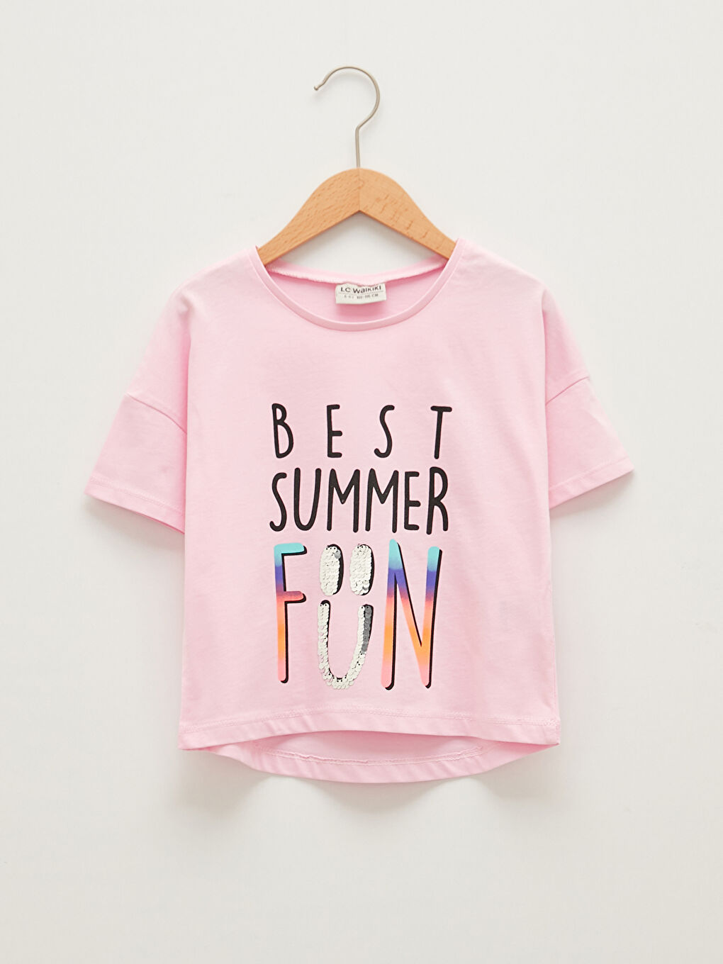 Футболка с круглым вырезом, с принтом, с коротким рукавом, для девочек