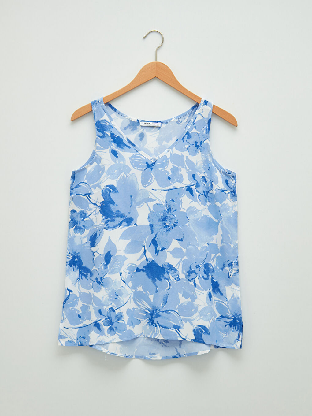 Блуза с V-образно деколте, цветен принт, вискоза - Жени-6