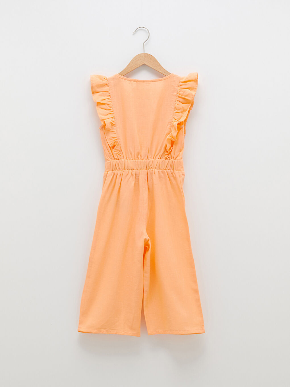 Combinaison Fille Basique à Volants et Encolure en V en Popeline-3