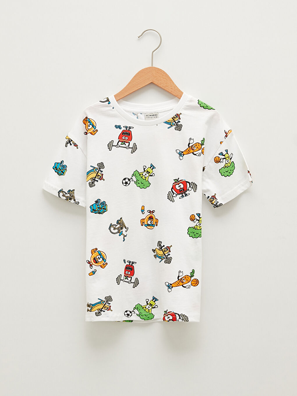 Yeşil Bisiklet Yaka Baskılı Kısa Kollu Pamuklu Erkek Çocuk Tişört