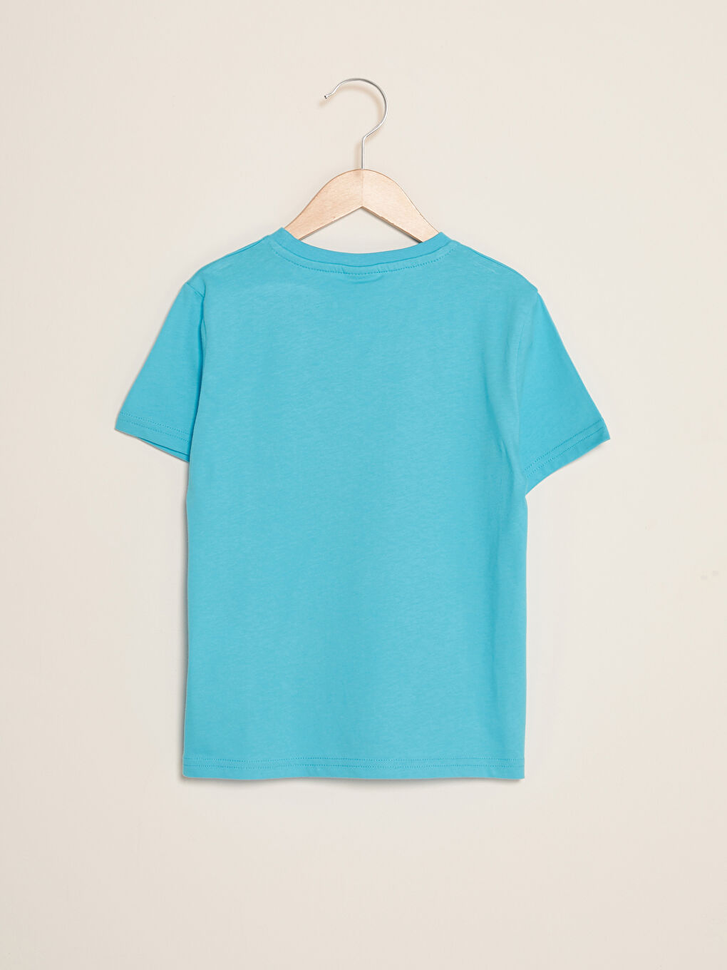 Turkuaz Bisiklet Yaka Baskılı Kısa Kollu Pamuklu Erkek Çocuk Tişört-1