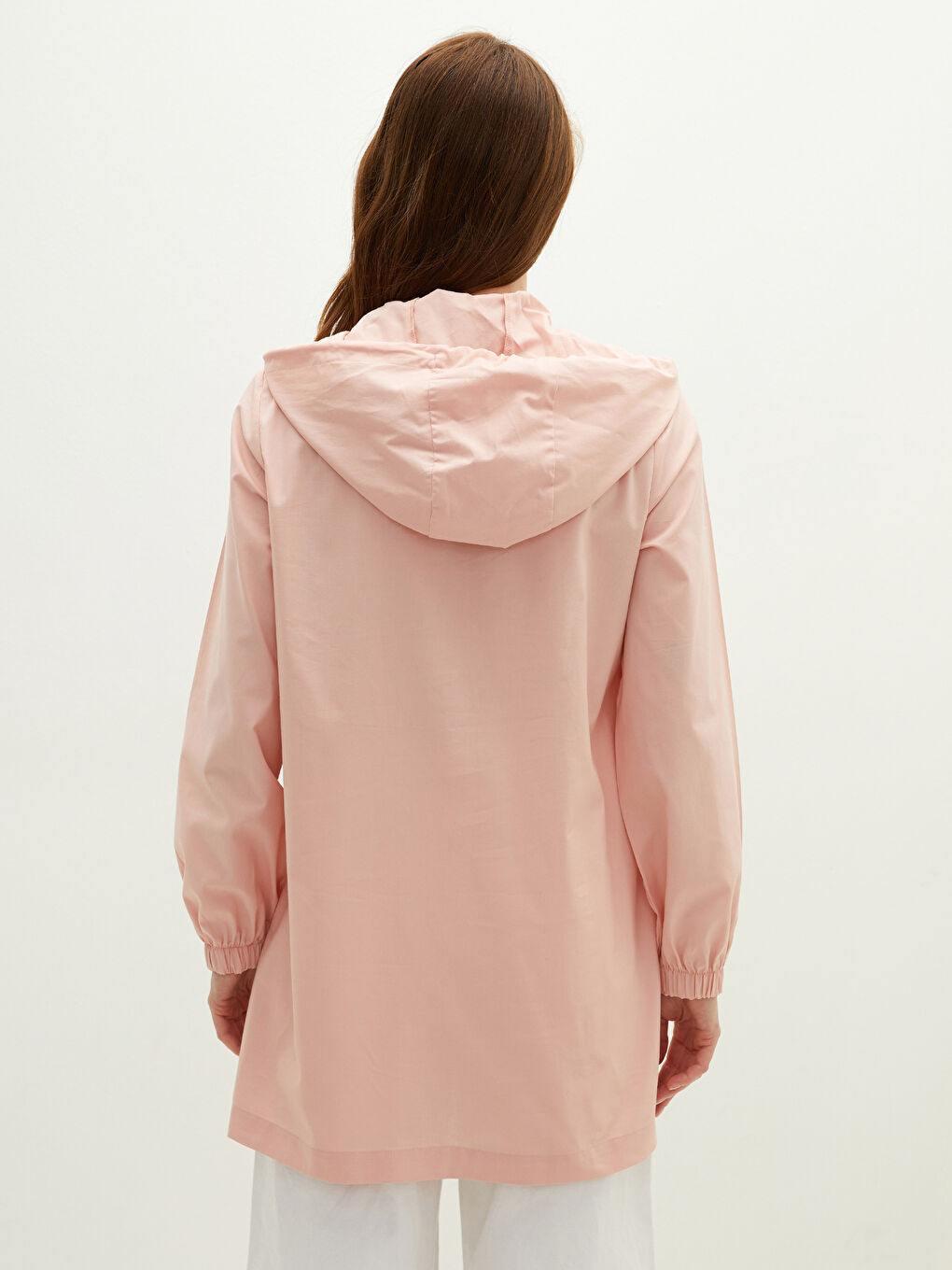 Hooded Collar Straight Long Sleeve Poplin Women's Tunic-3