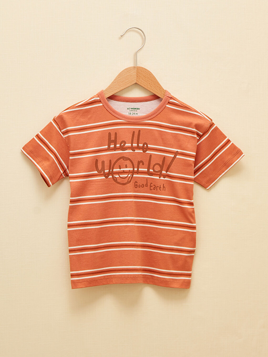 Turuncu Bisiklet Yaka Kısa Kollu Baskılı Erkek Bebek Tişört