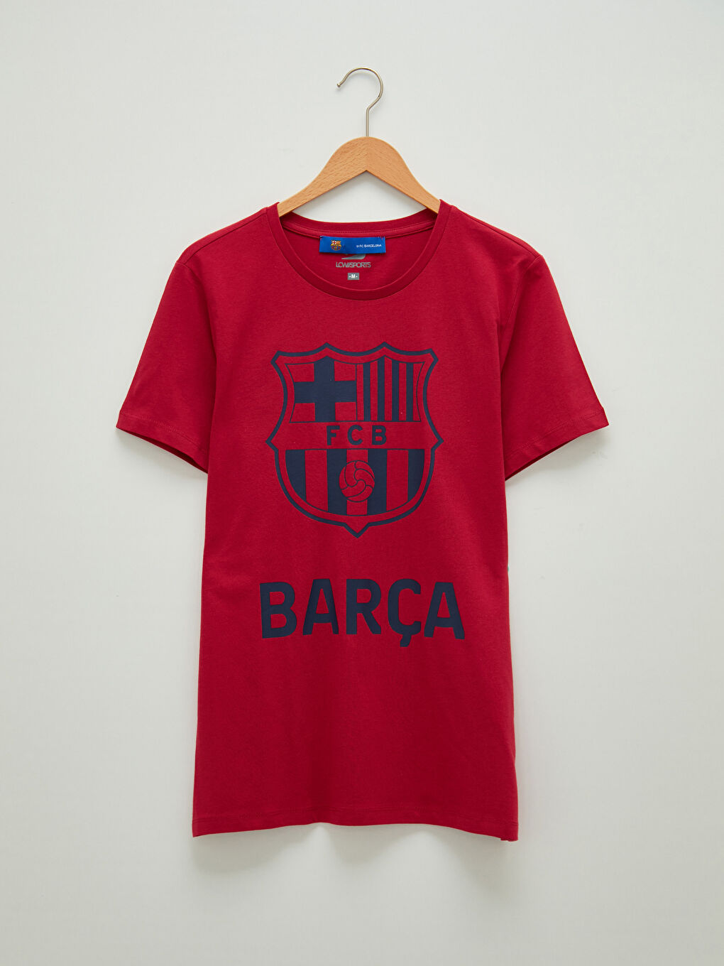 Bordo Bisiklet Yaka Kısa Kollu Barcelona Baskılı Aktif Spor Penye Erkek Taraftar Tişört-5