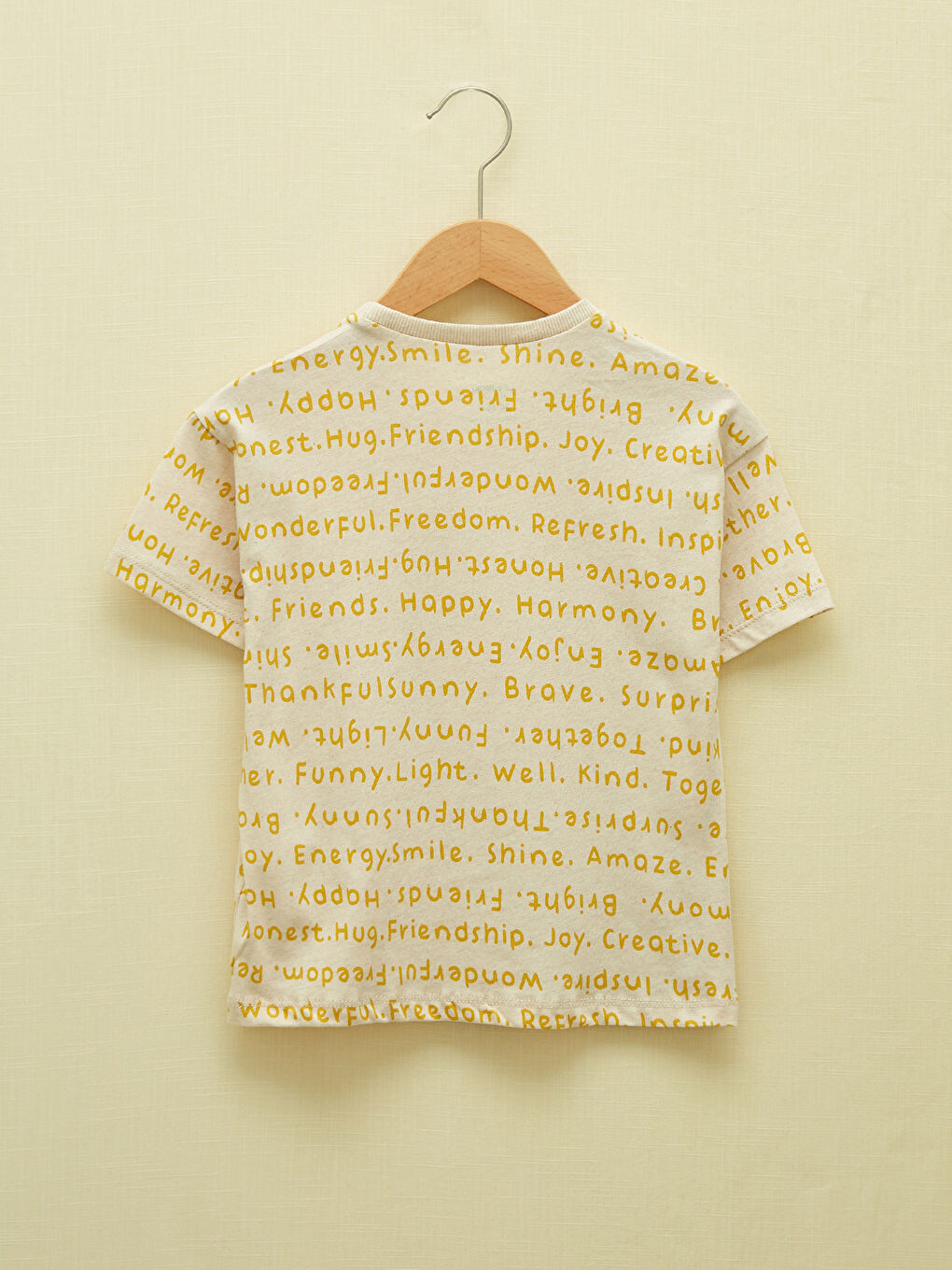 Bej Bisiklet Yaka Kısa Kollu Baskılı Erkek Bebek Tişört-2