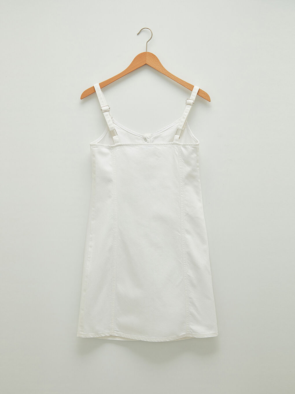 Ženska Teksas Haljina Ravnog Kroja sa V-Izrezom i Kaiševima od Konopca-8