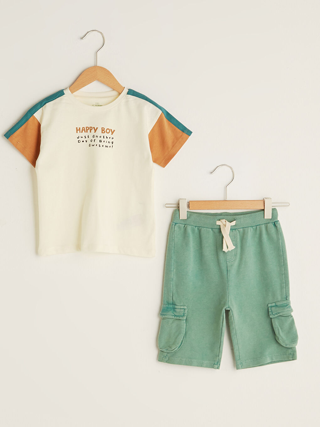 Crew Neck Short Sleeve Baby Boys' T-Shirt and Shorts 2 Pack Set