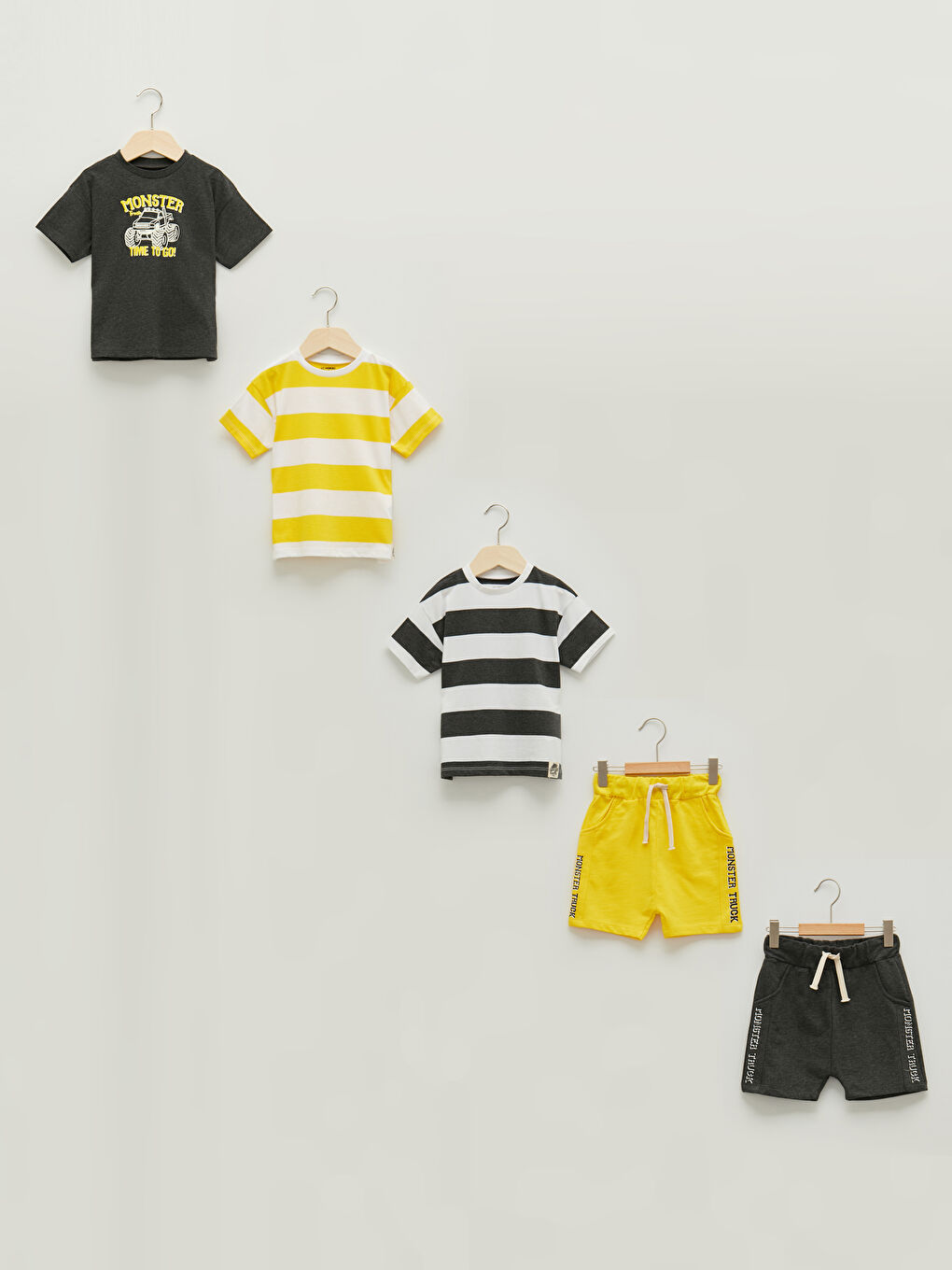 Crew Neck Short Sleeve Printed Baby Boy Set of 5
