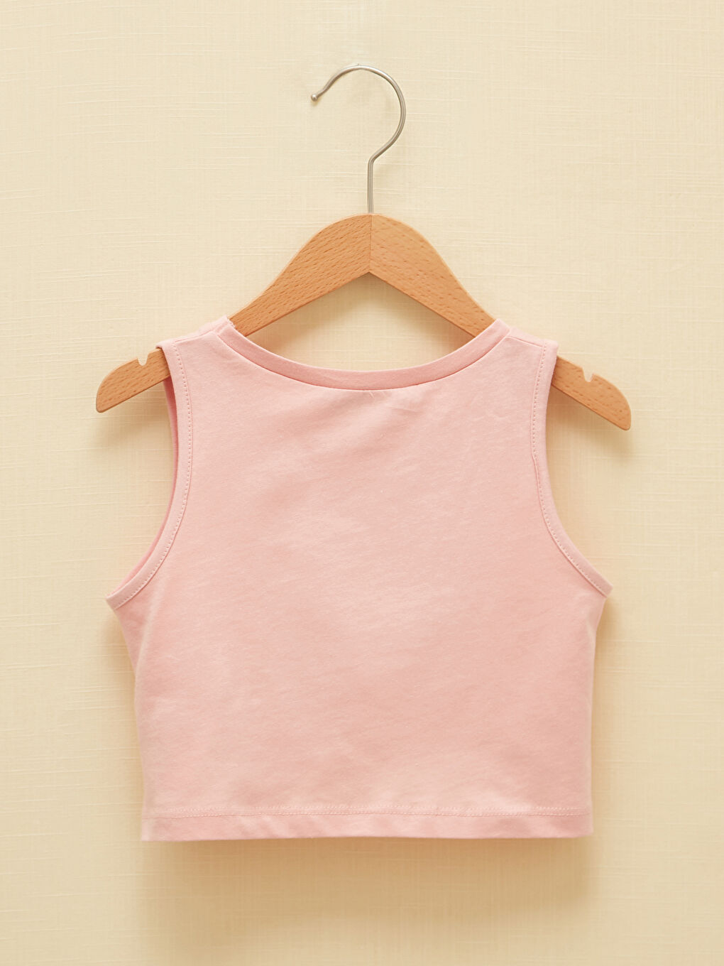 تيشيرت بدون أكمام أساسي بياقة دائرية للبنات-2