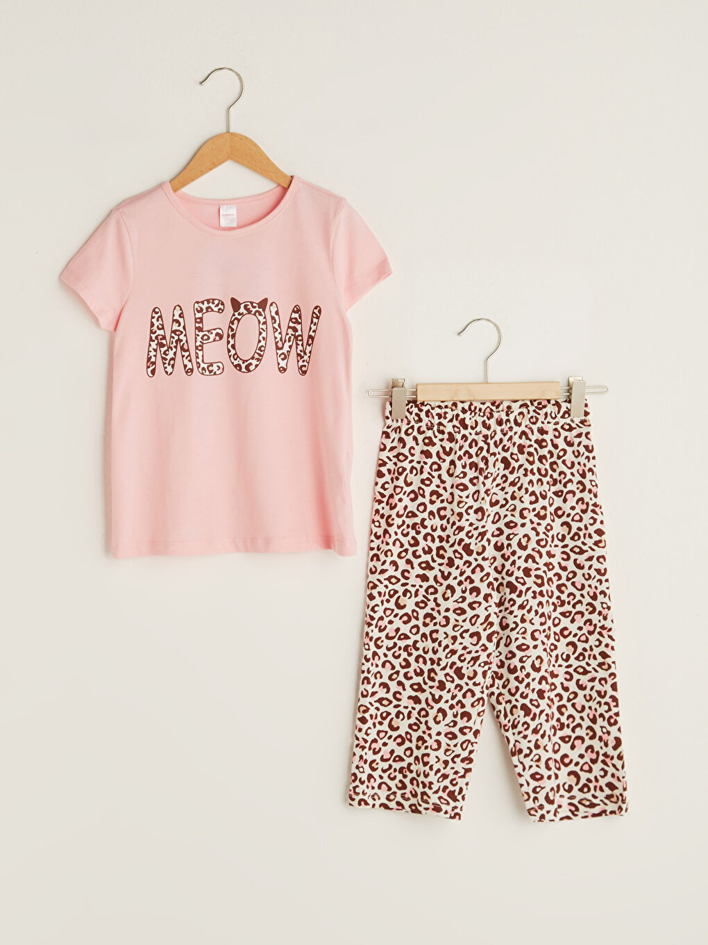 Pembe Bisiklet Yaka Baskılı Kısa Kollu Kız Çocuk Pijama Takımı