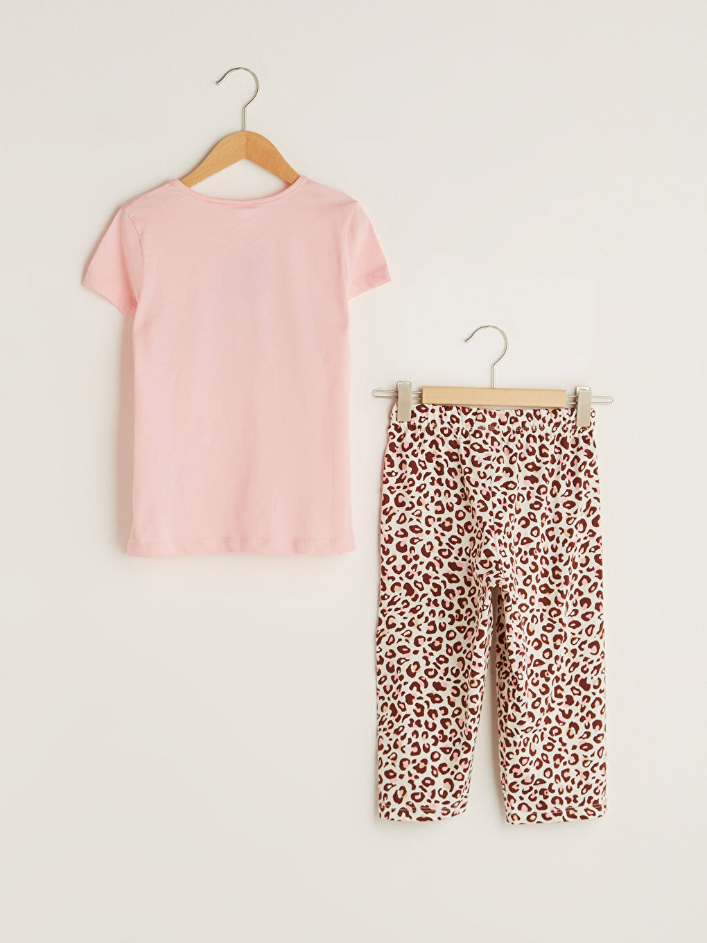 Pembe Bisiklet Yaka Baskılı Kısa Kollu Kız Çocuk Pijama Takımı-1