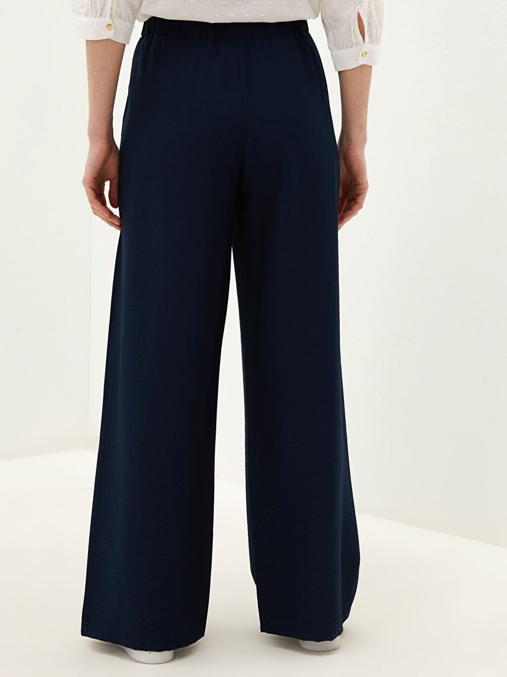 Pantalon Femme Coupe Droite En Tissu Belmando À Taille Élastique-3