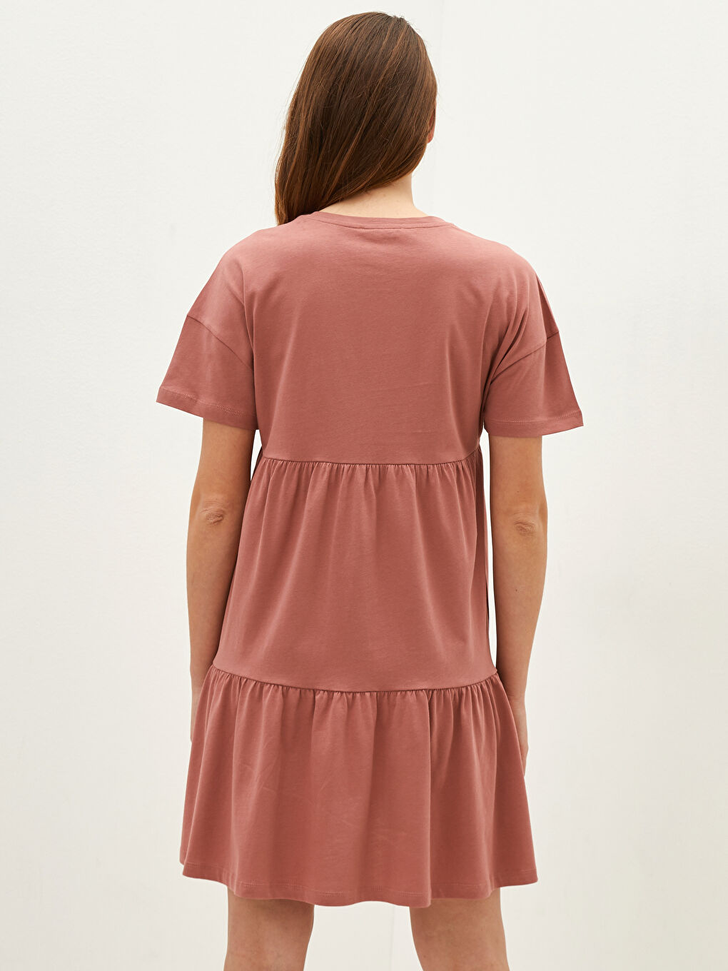 LCWAIKIKI Maternity Crew Neck Straight Short Sleeve Cotton Maternity Dress -S1J793Z8-H2H