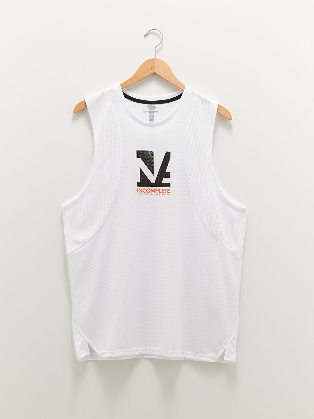 Beyaz Bisiklet Yaka Baskılı Erkek Kolsuz Tişört-5