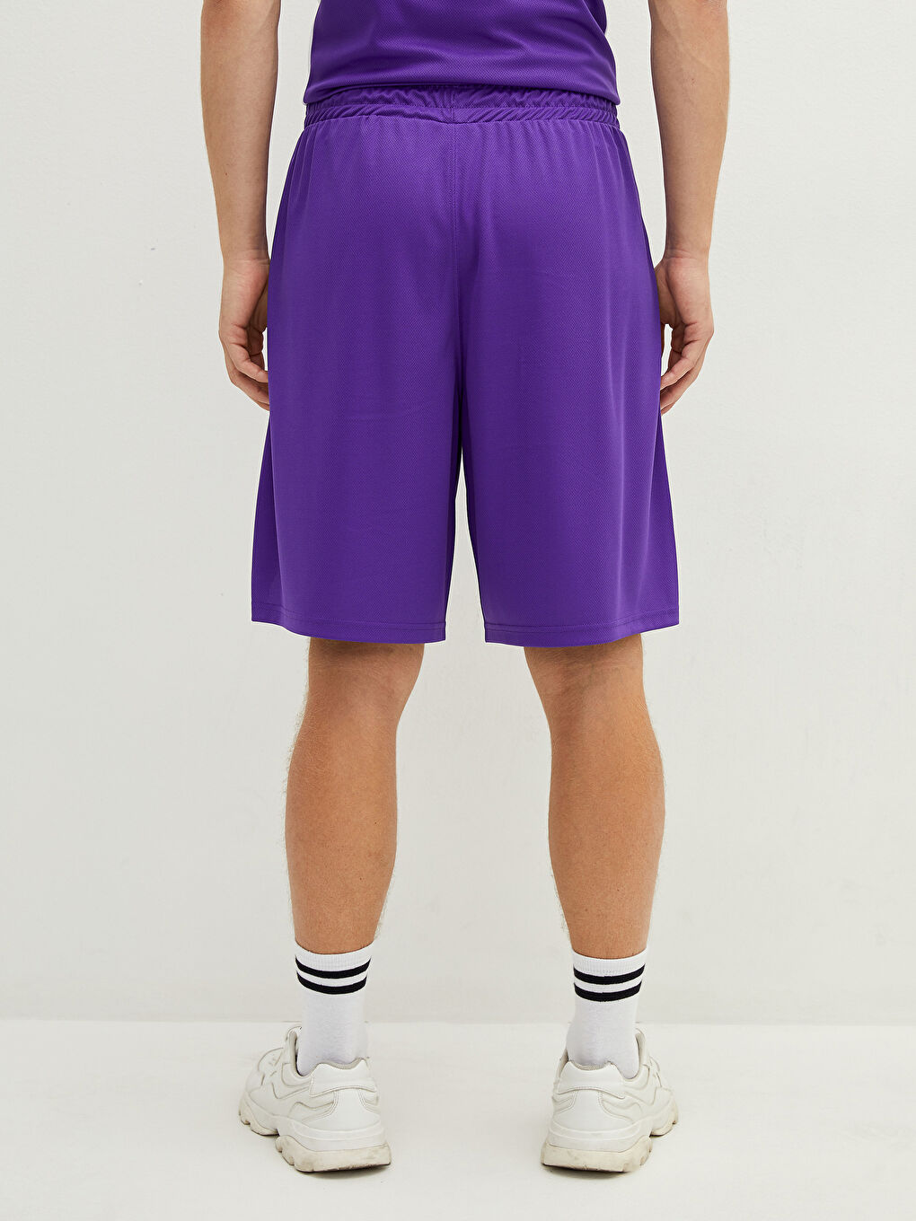 Mor Standart Kalıp Baskılı Aktif Spor Erkek Şort-3