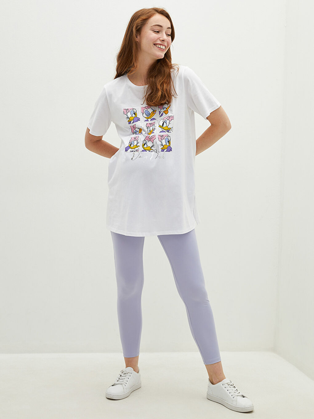 Lila Karın Panelli Düz Hamile Tayt