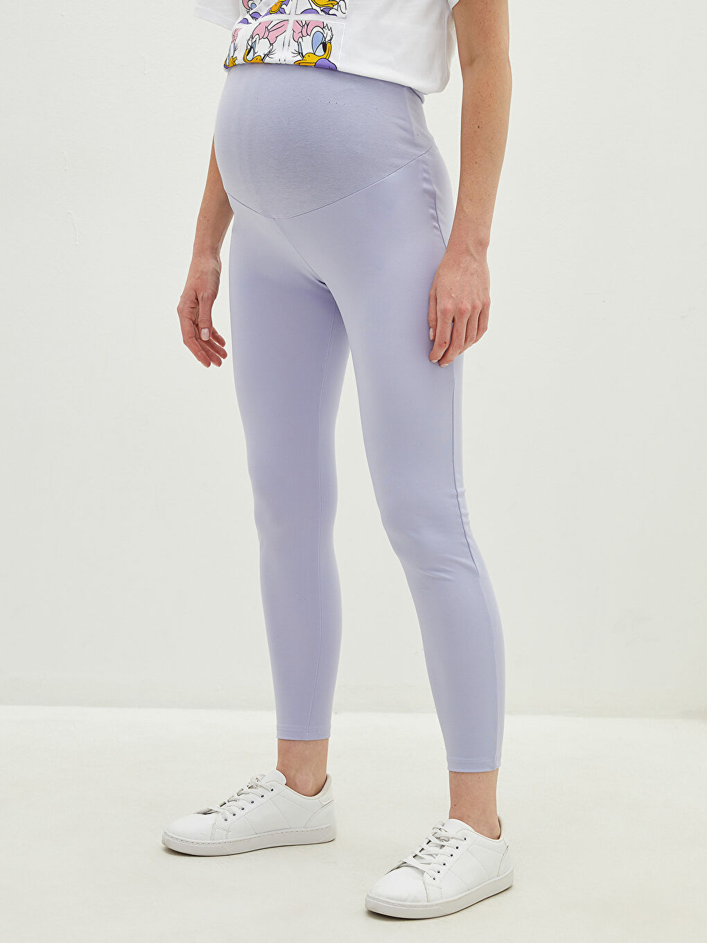 Lila Karın Panelli Düz Hamile Tayt-2