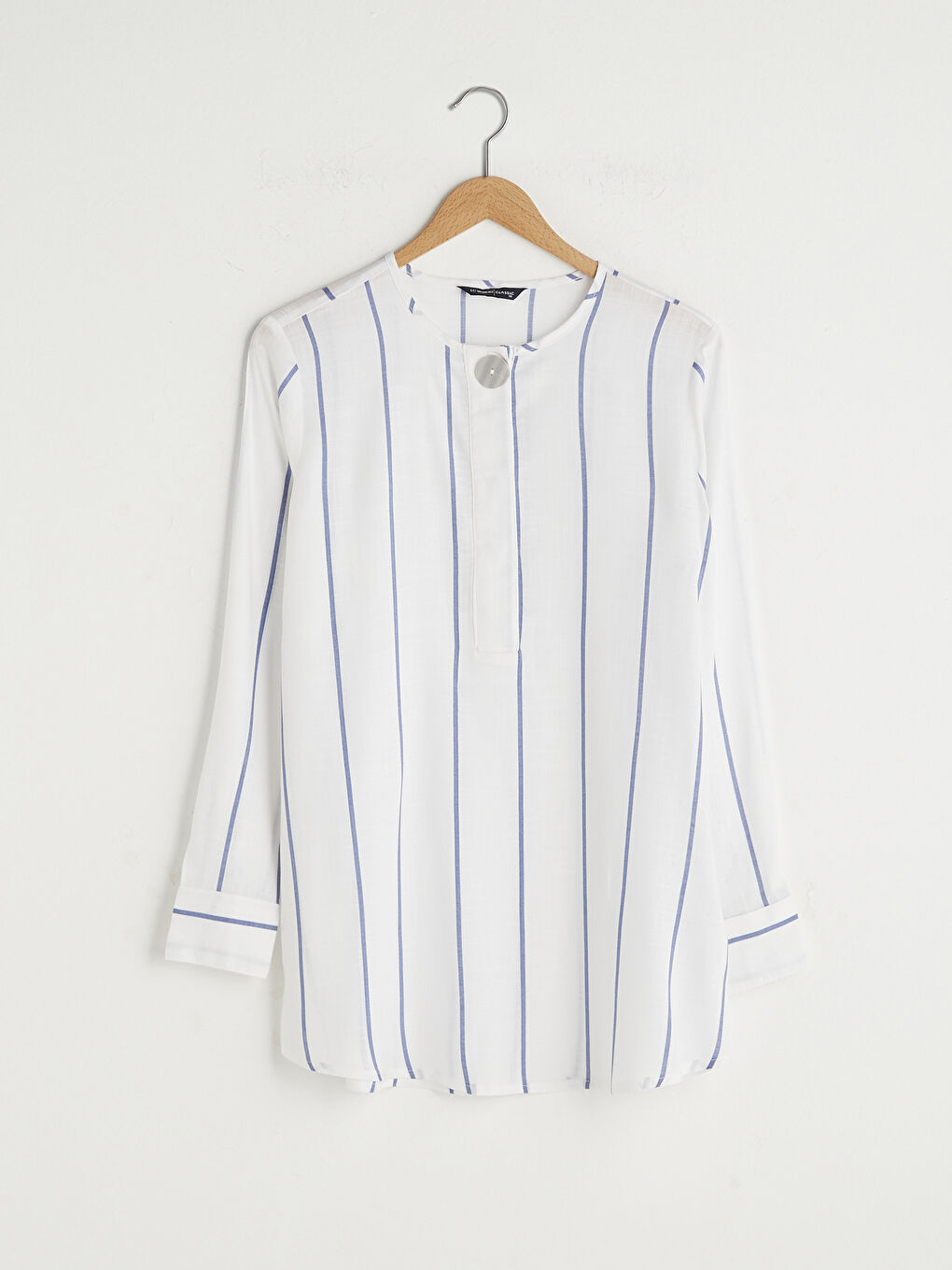 Okrugli izrez Prugasto Dugi rukav Viskoza Ženska Tunika-6