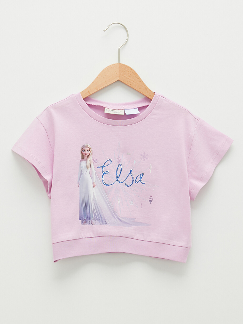 Crew Neck Elsa Printed Short Sleeve Girls' T-shirt