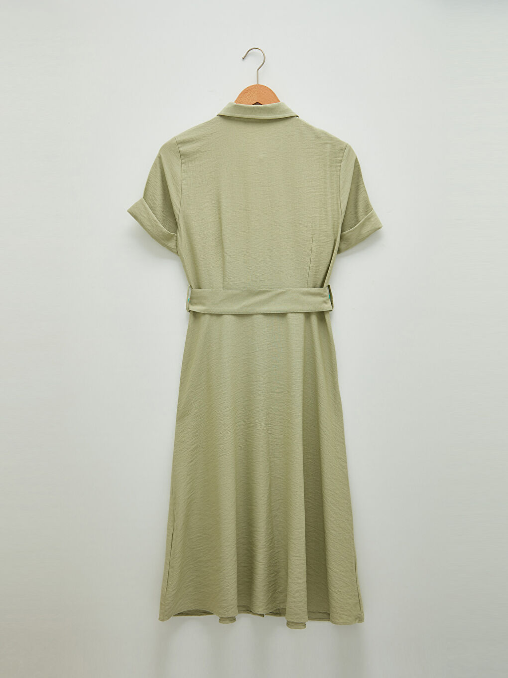 Rochie Femei Cu Nasturi Guler De Cămașă Curea Talie Mânecă Scurtă-7