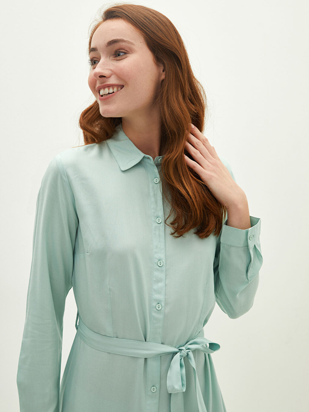 Haljina Ženska Viskoza Dugi Rukav Sa Kragnom-1