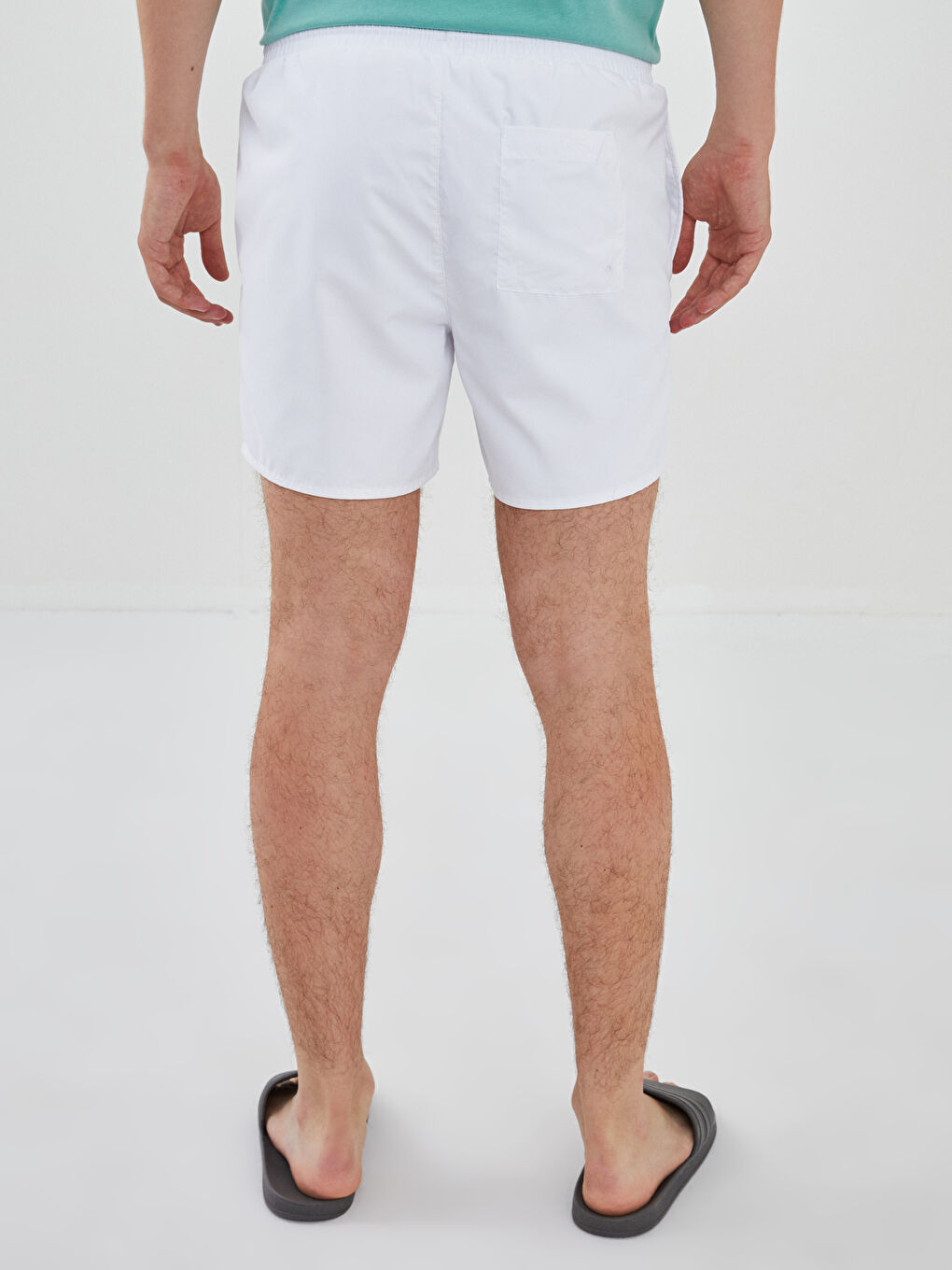 Beyaz Kısa Boy Basic Erkek Deniz Şortu-3