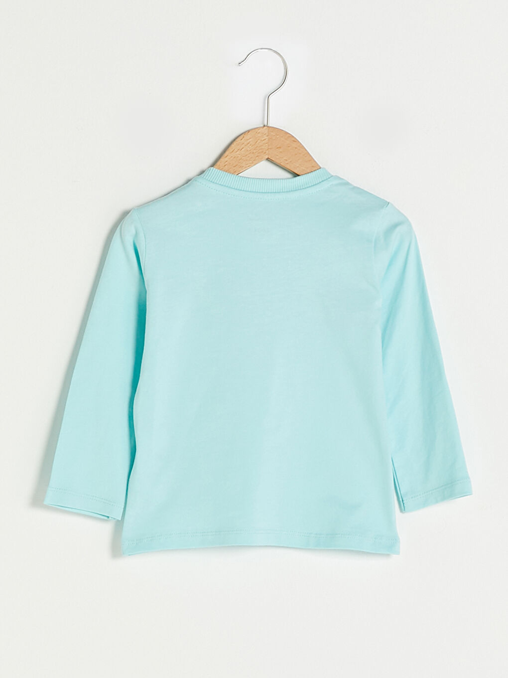 Turkuaz Bisiklet Yaka Uzun Kollu Trabzon Baskılı Pamuklu Erkek Bebek Tişört-1