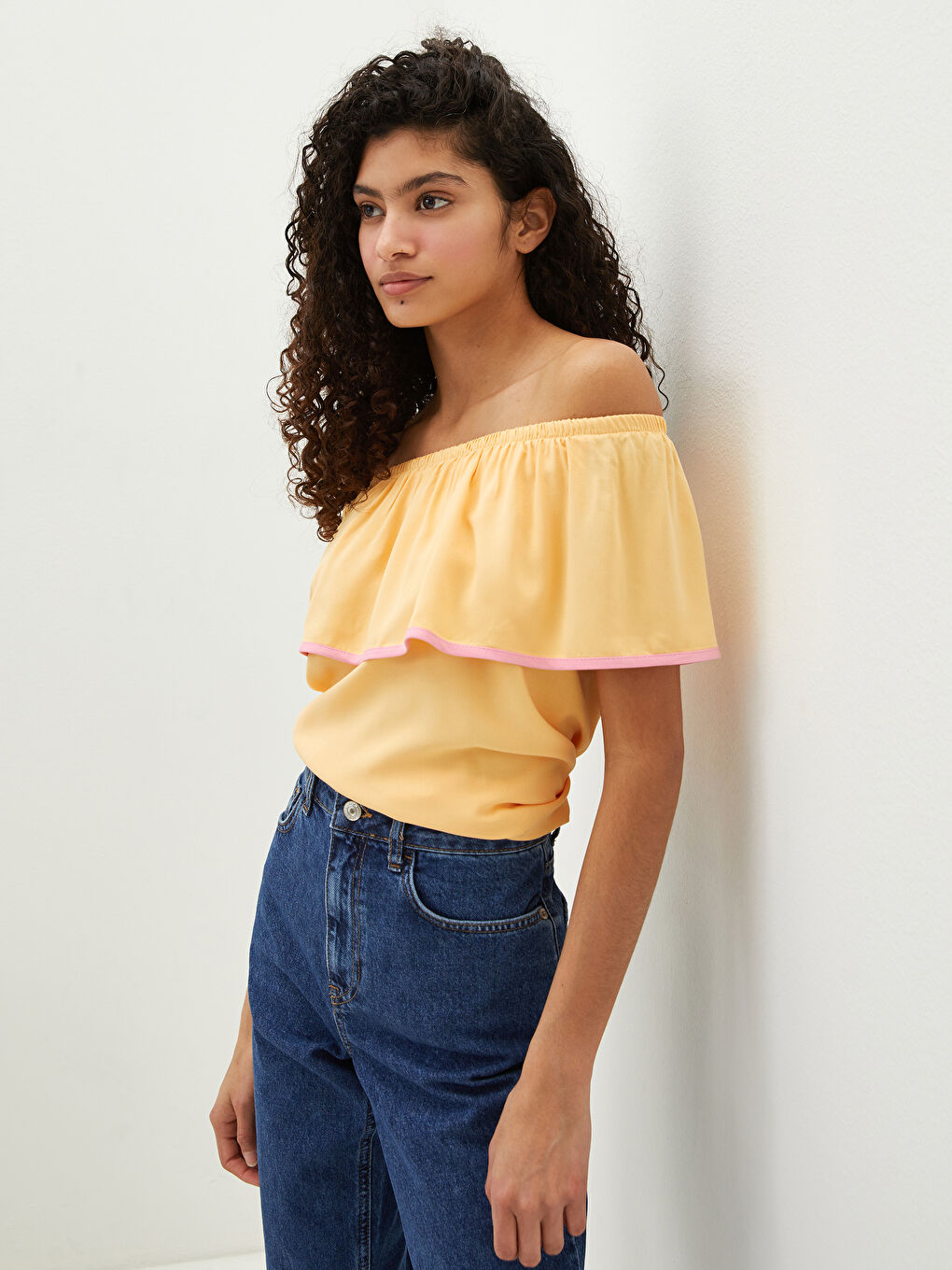 Blouse Femme en Viscose à Détails Volants Col Bateau Combinaison Mère Fille-1