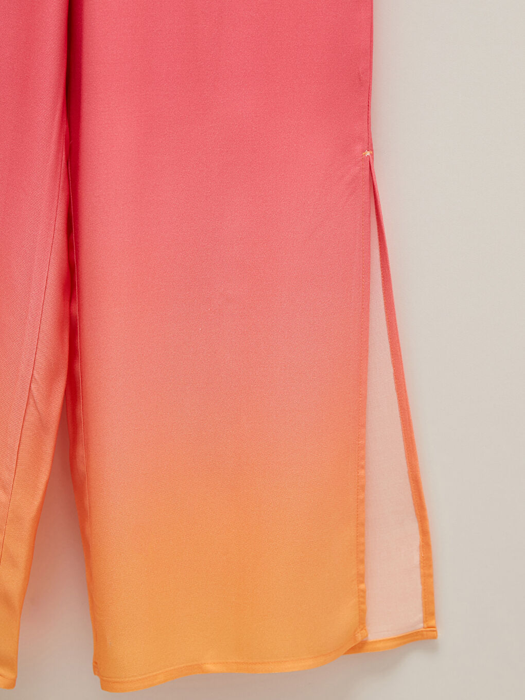 Turuncu Beli Lastikli Cep Detaylı Renk Geçişli Viskon Kumaş Kadın Pantolon Anne Kız Kombini-7