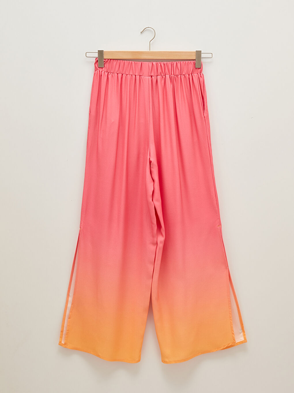 Turuncu Beli Lastikli Cep Detaylı Renk Geçişli Viskon Kumaş Kadın Pantolon Anne Kız Kombini-8