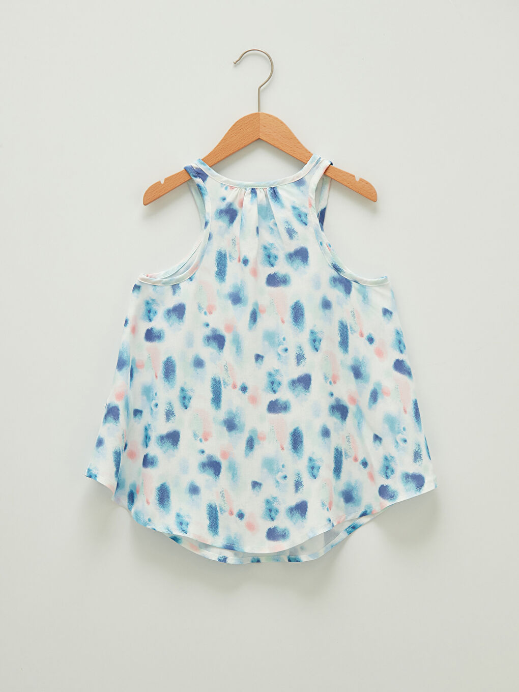 V Neck Tie-Dye Patterned Viscose Girl Blouse-1