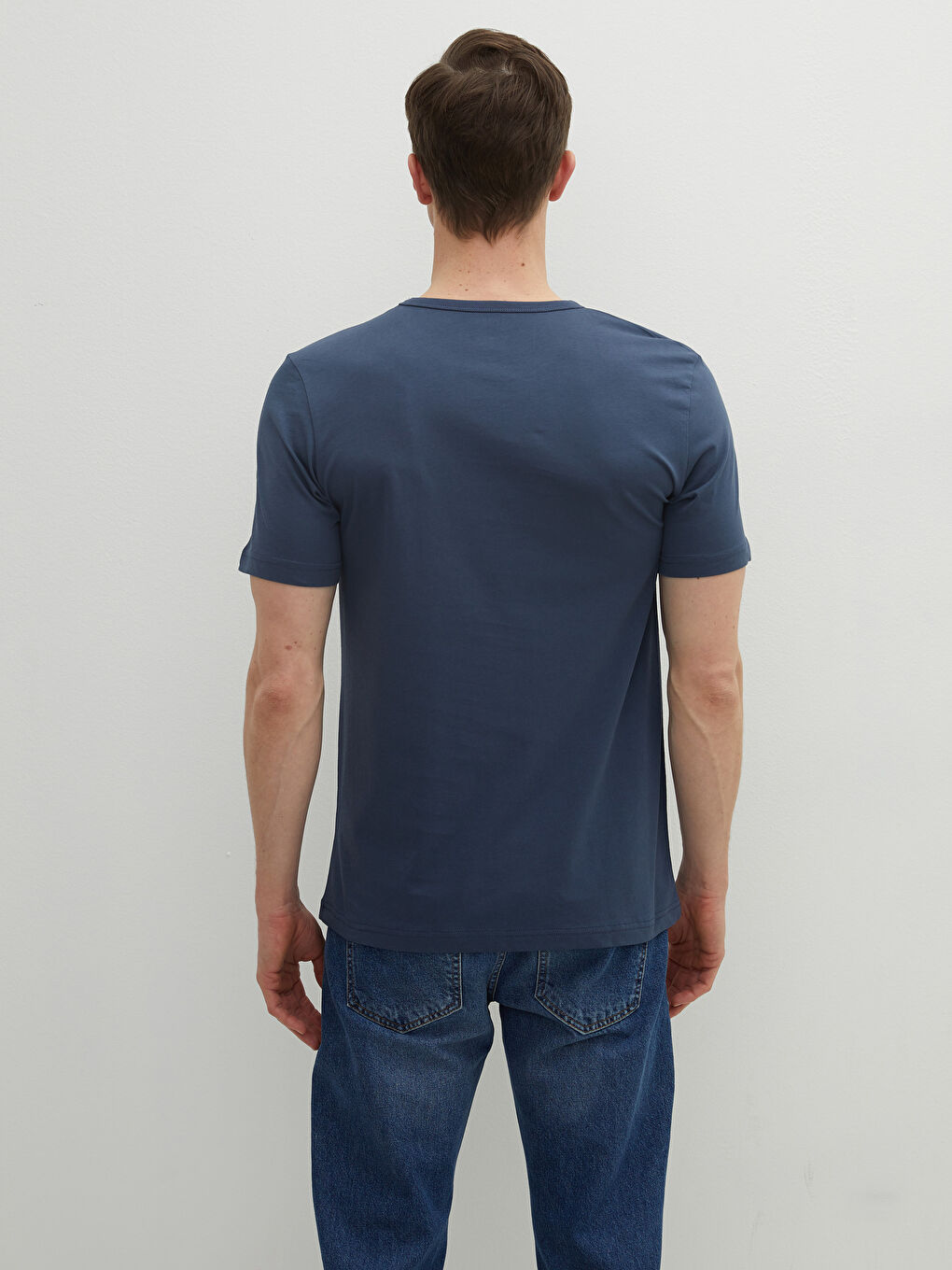 İndigo Bisiklet Yaka Kısa Kollu Basic Penye Erkek Tişört-4